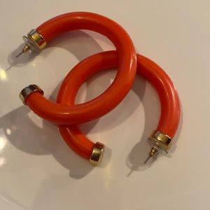Orange enamel hoop earrings